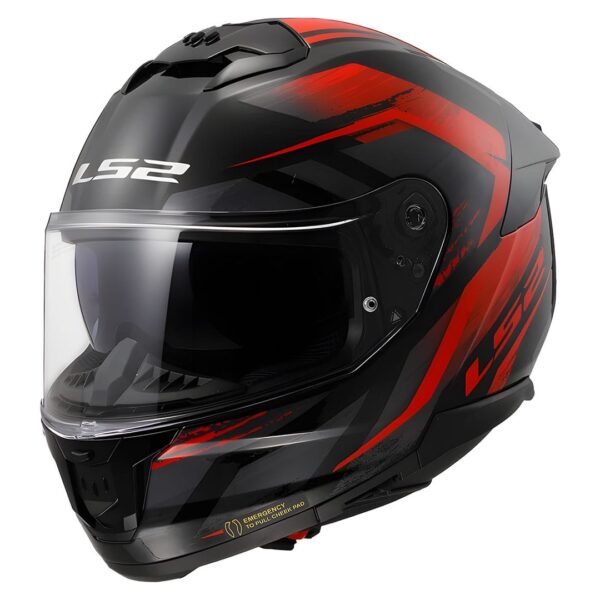 Casco integral para motociclista LS2 FF808 FURY negro mate / rojo - ECE2206