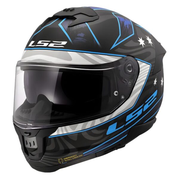 Casco integral para motociclista LS2 FF808 GALDAM negro mate / azul- ECE2206