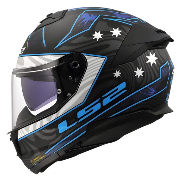Casco integral para motociclista LS2 FF808 GALDAM negro mate / azul- ECE2206