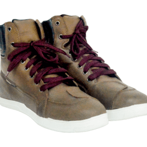 Bota de cuero de motociclista marron
