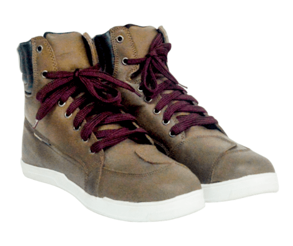 Bota de cuero de motociclista marron