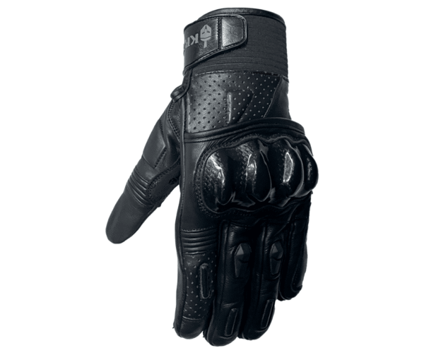 Guante de cuero para motociclista KRATOZ negro - CE
