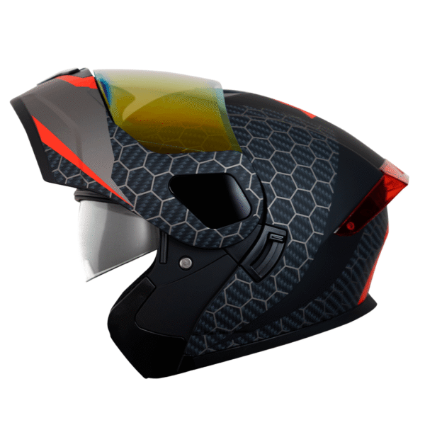 Casco abatible para moto KRATOZ EVO K35 HEXO negro mate / rojo - V. tipo DIA-NOCHE