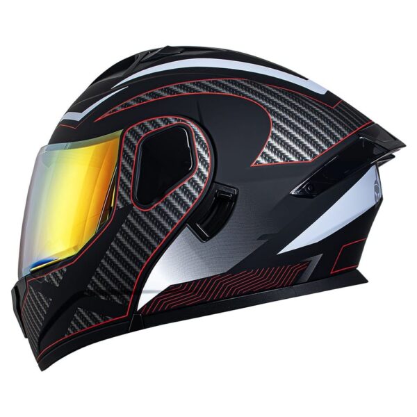Casco abatible para moto KRATOZ EVO K35 KARMA negro mate / rojo V. tipo DIA-NOCHE