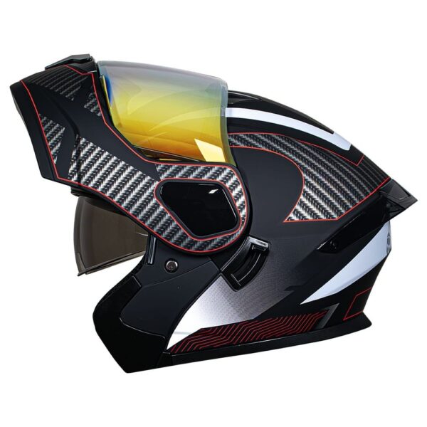 Casco abatible para moto KRATOZ EVO K35 KARMA negro mate / rojo V. tipo DIA-NOCHE