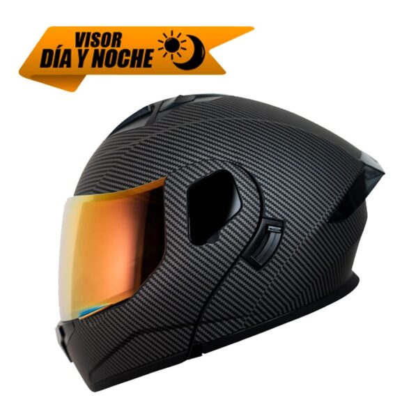 Casco abatible para moto KRATOZ EVO K35 KARBO negro mate carbon - V. tipo DIA-NOCHE