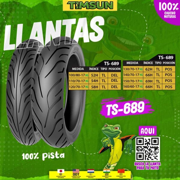 Llanta para moto TIMSUN TS-689-HIGH GRIP/ARO 17
