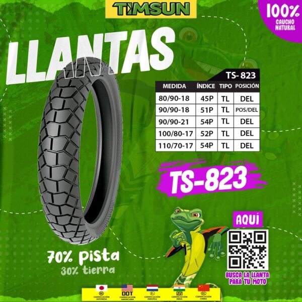 Llanta para moto TIMSUN TS-823 doble proposito