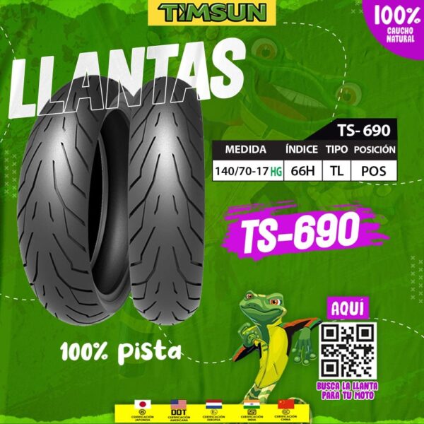Llanta para moto TIMSUN TS-690R 140/70-17 66H TL HG