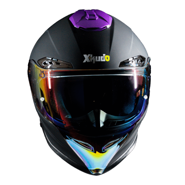 Casco integral para moto XKUDO BLASTER negro mate - v. tipo DIA-NOCHE / sp. purpura